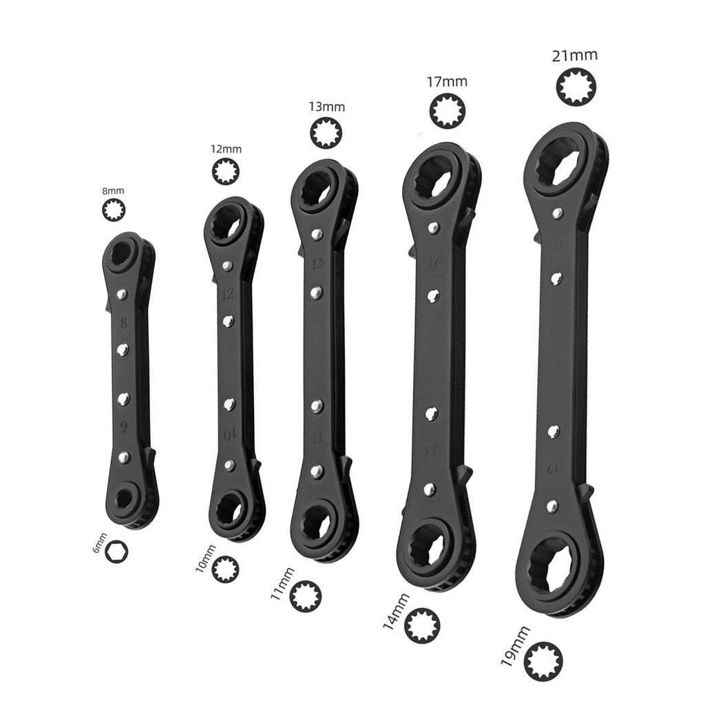 Set of 2 Double End Ratcheting Wrenches for