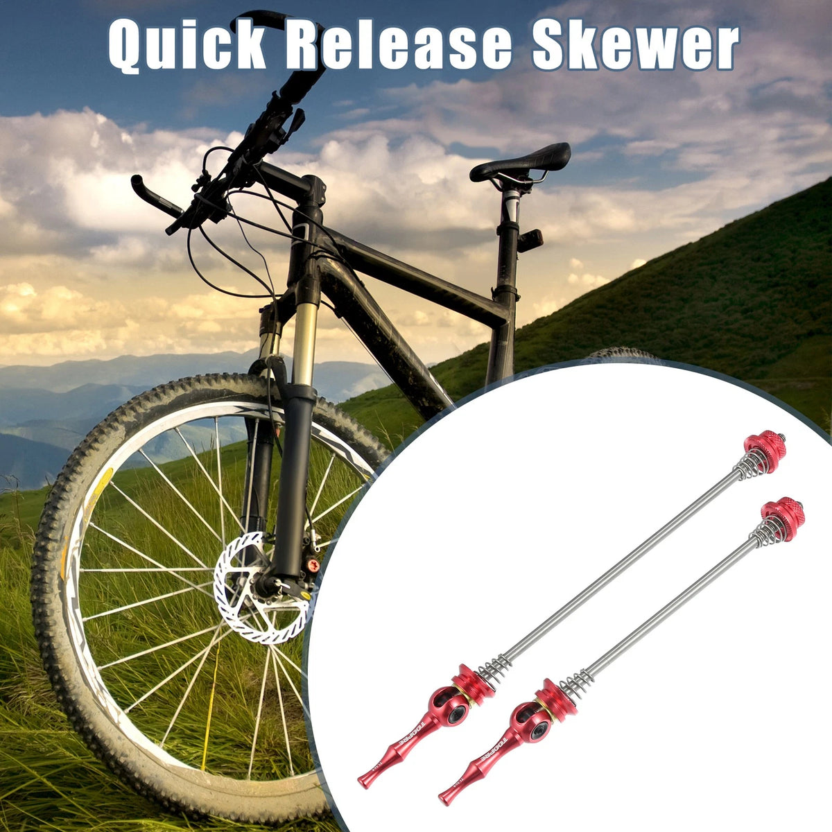 Quick Release Skewers Pair Front Rear for Road Bike 140mm 180mm Red (Pair)