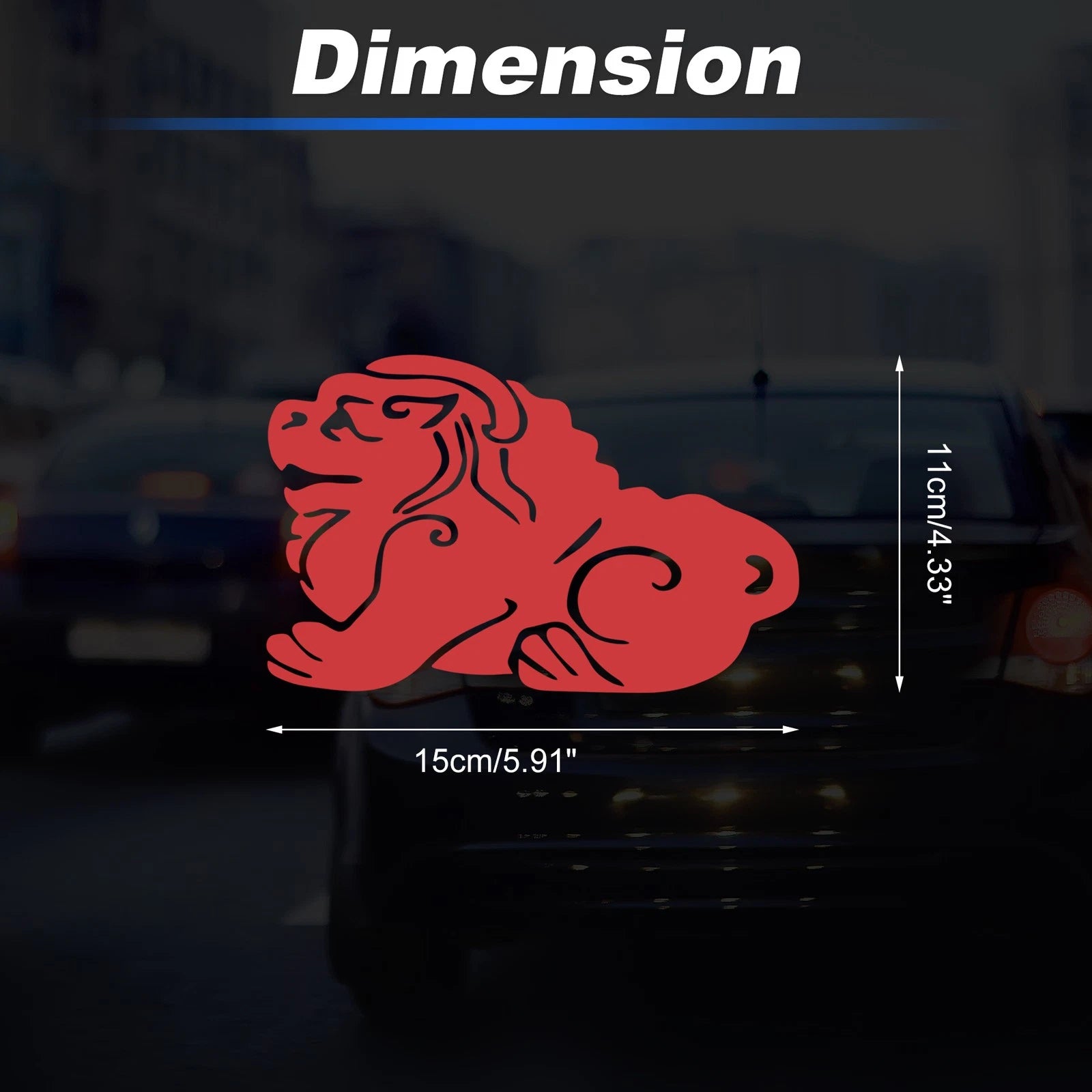 Reflective Bumper Decal for - Red Lion Dance