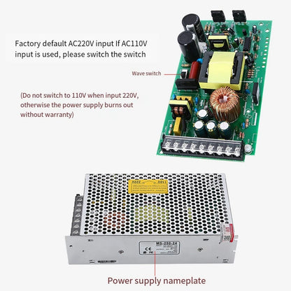 250W 24V AC DC Switching Power Supply with Cooling Design