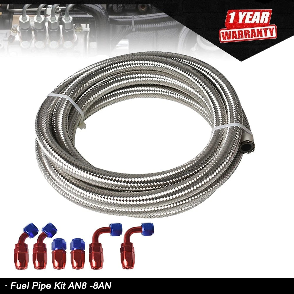 10FT Braided Fuel Hose Line & 8AN Swivel Fitting Kit for Universal Applications