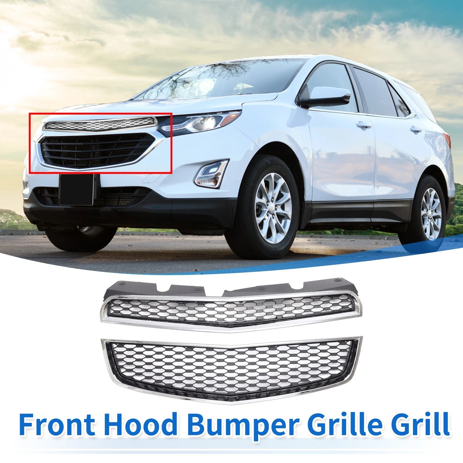 Front Upper Bumper Grille Grill Replacement for Chevrolet Equinox (2010–2015)
