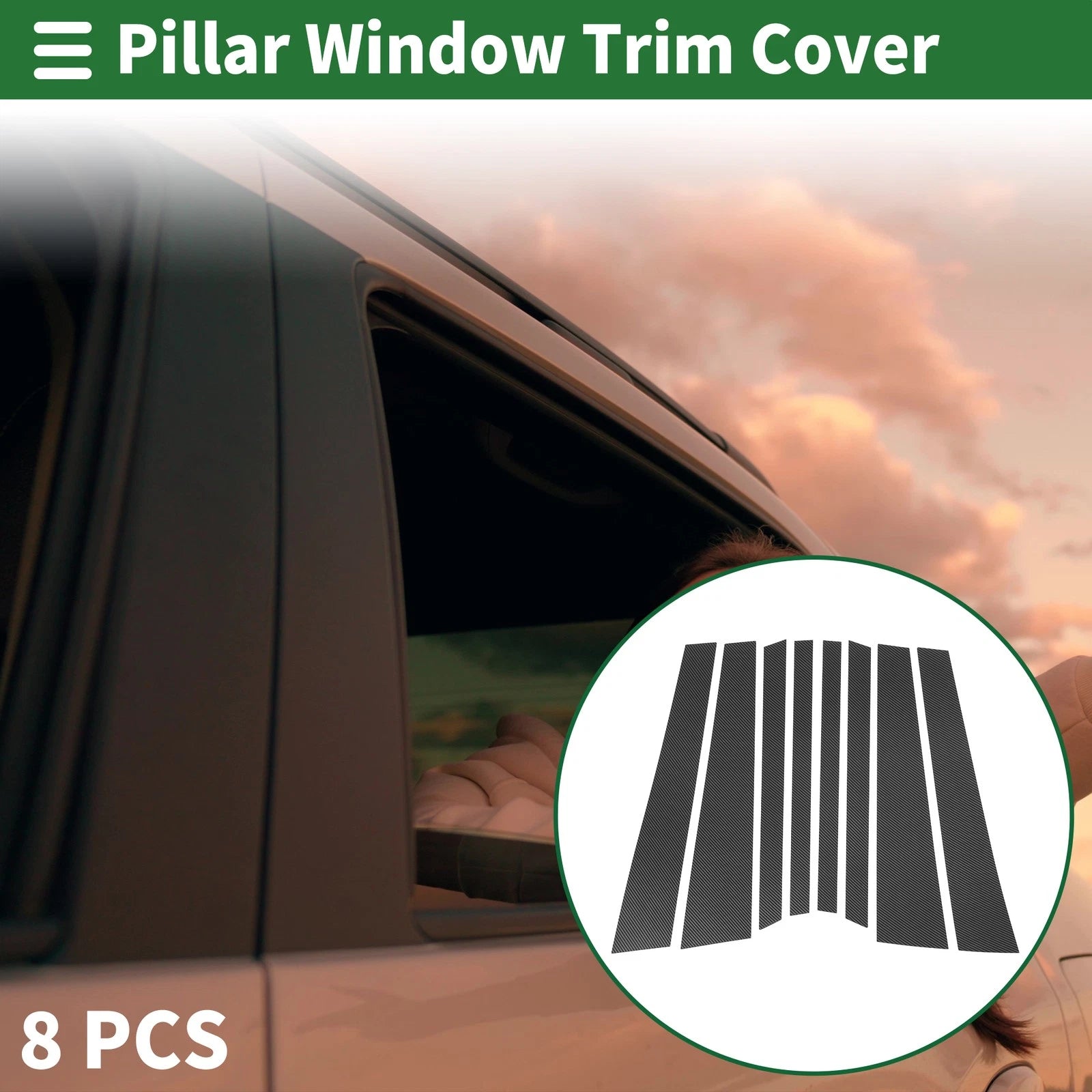 Door Pillar Window Trim Kit for BMW X5 (2014–2018) Carbon Fiber Pattern 8Pcs