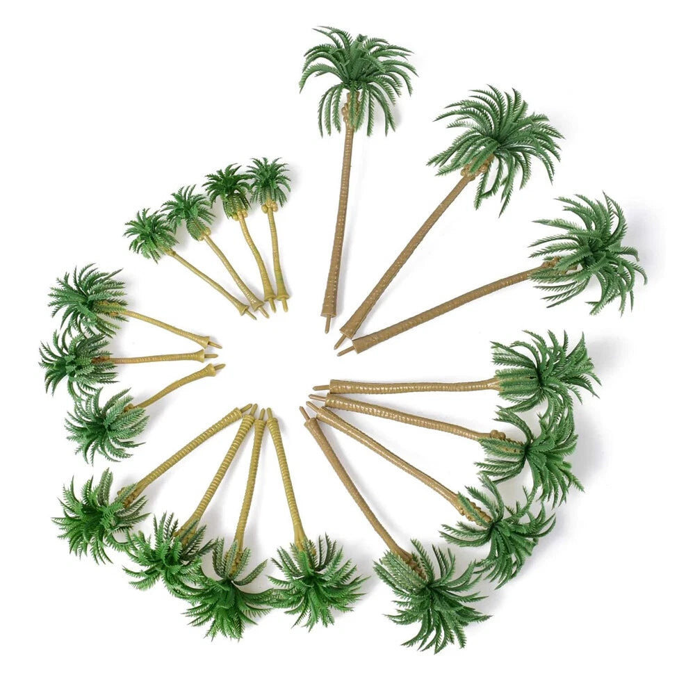 45pcs Mixed Size Coconut Palm Trees for HO N Scale Diorama