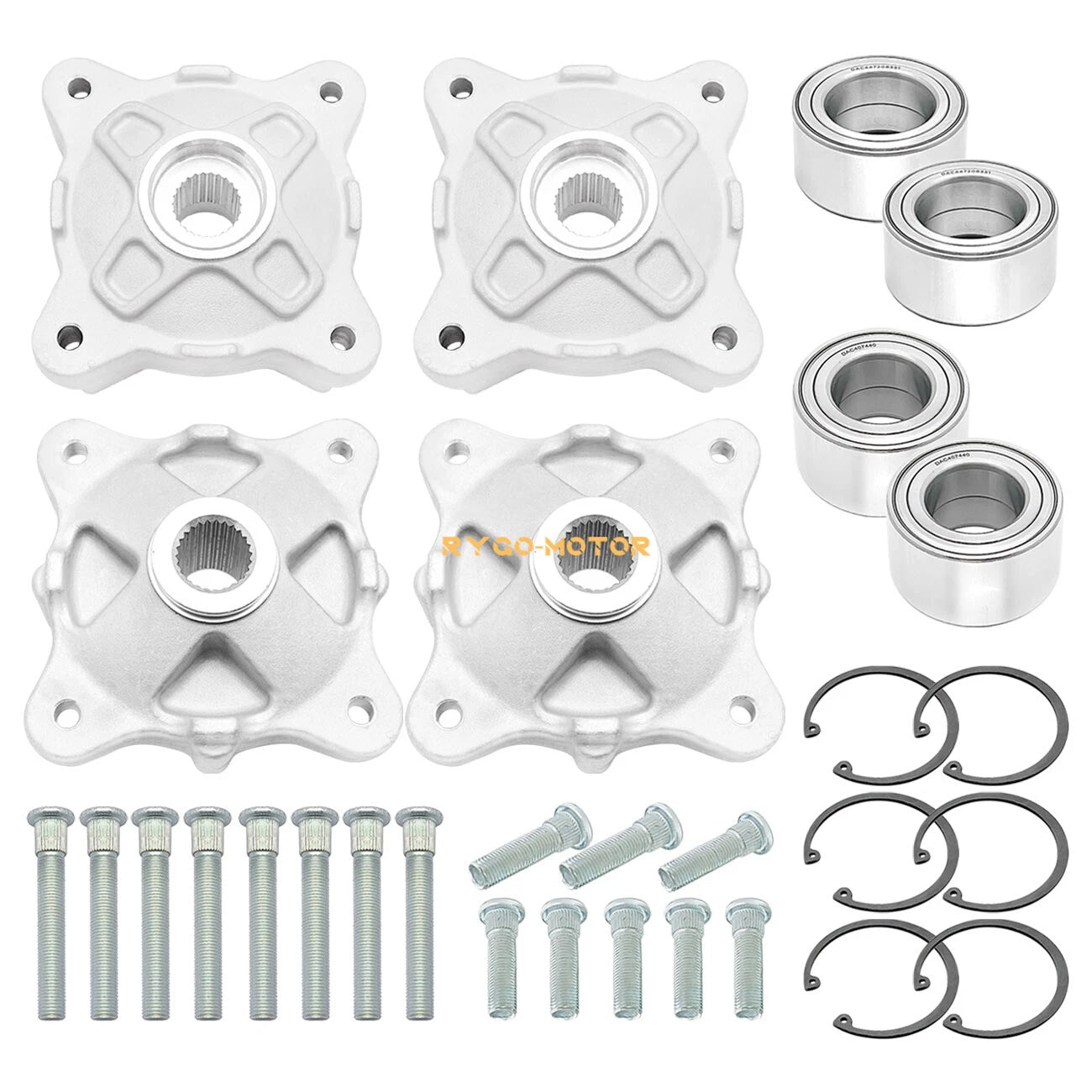 Front & Rear Wheel Hubs & Bearings & Studs Kit for Polaris RZR 800 (2008–2014)