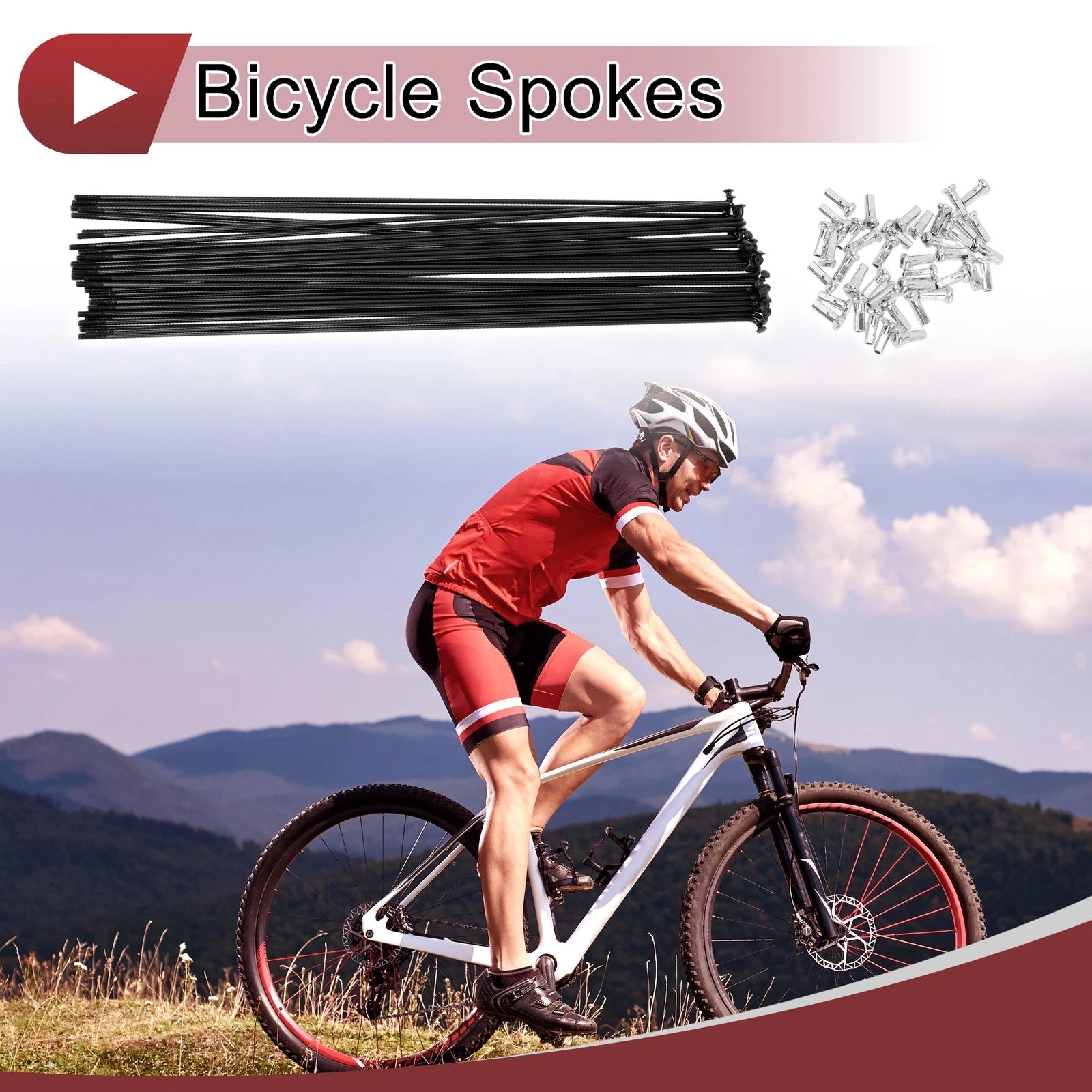 Bicycle Spokes 14G Carbon Steel 257 mm Replacement for Universal Wheels (—)