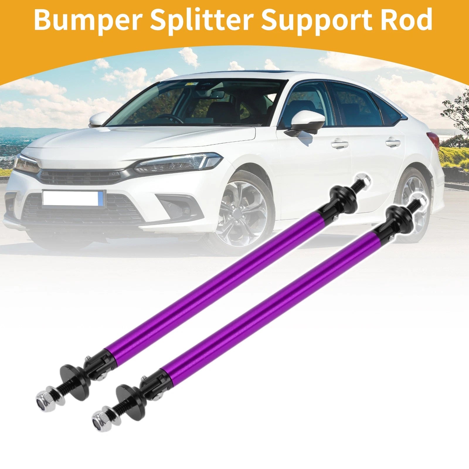 2X Adjustable Front Bumper Lip Splitter Strut Support Bars for Universal