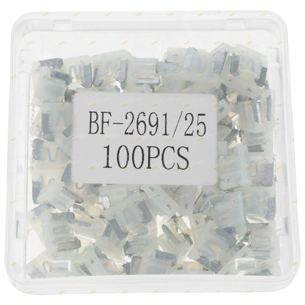 Pack of 100 Mini Blade Fuses for Universal Use (25 Amp)