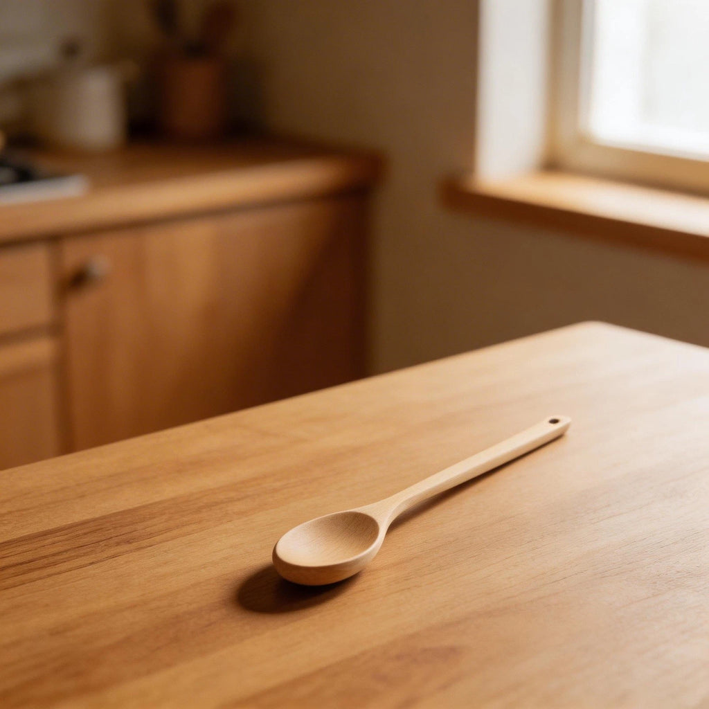 Wooden Kitchen Spoon with Long Handle for Stirring and Scraping Pans