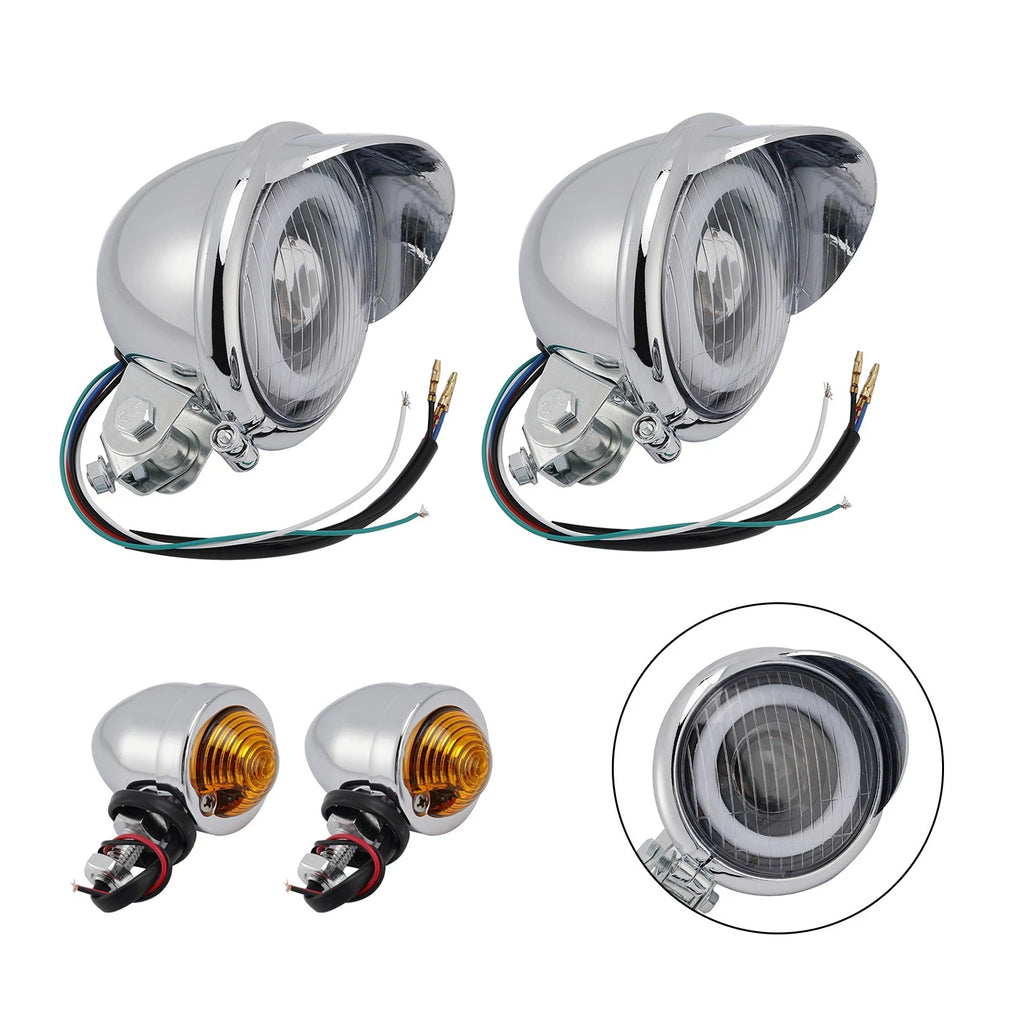 Headlight Lamp Spotlight for Motorcycle (Universal, Chrome)