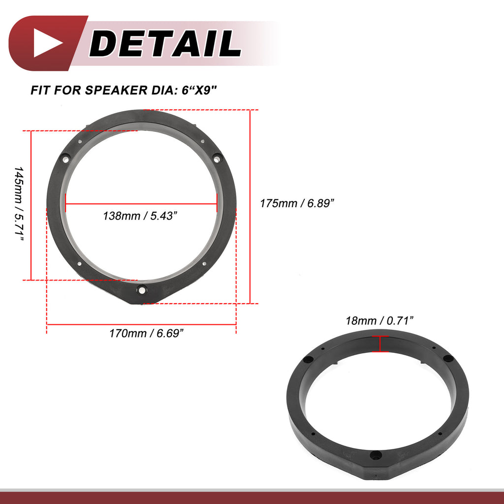 Speaker Spacer Ring Adaptor for Honda Accord 2003–2007 Front Door 6x9 Pair