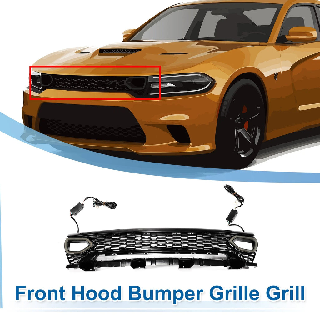 Front Upper Hood Bumper Grille for Dodge Charger (2015–2023) Black