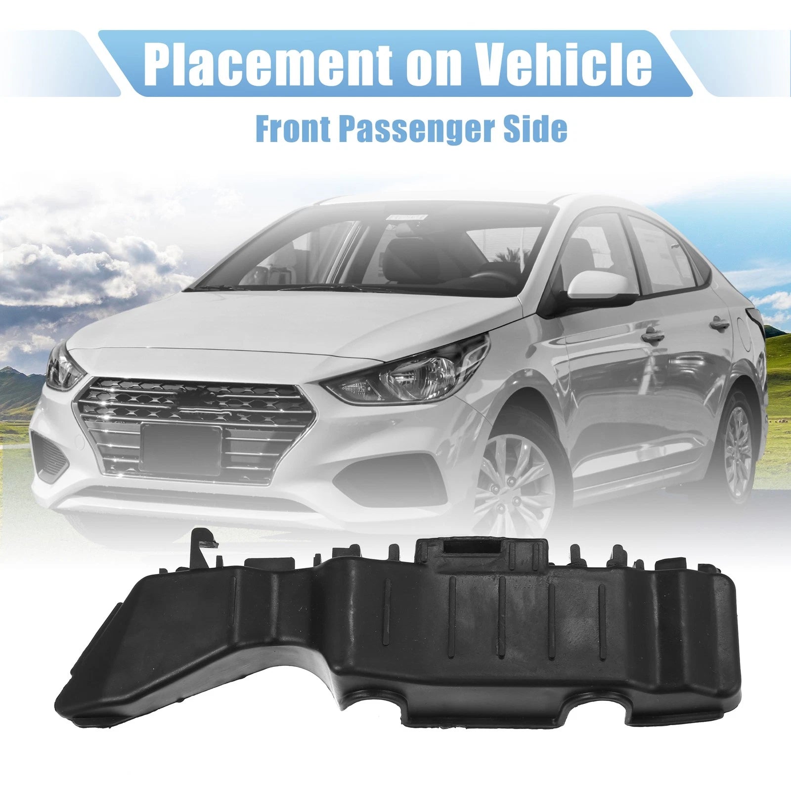 Front Right Bumper Bracket for Hyundai Accent (2010–2017) 86514-1R000 Plastic Black