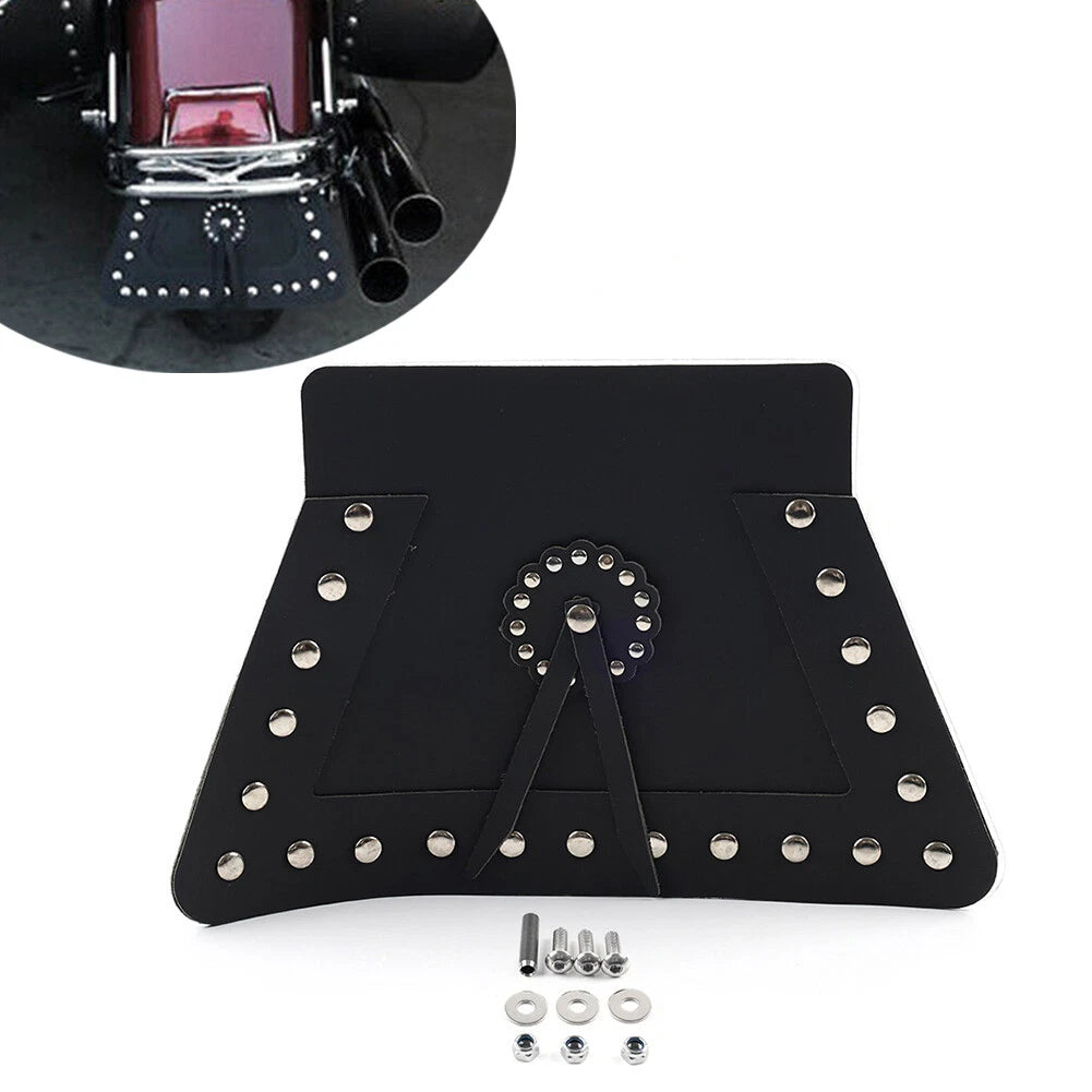 Motor Rear Mudguard Fender Flap Double Leather Black For Harley Touring Softail