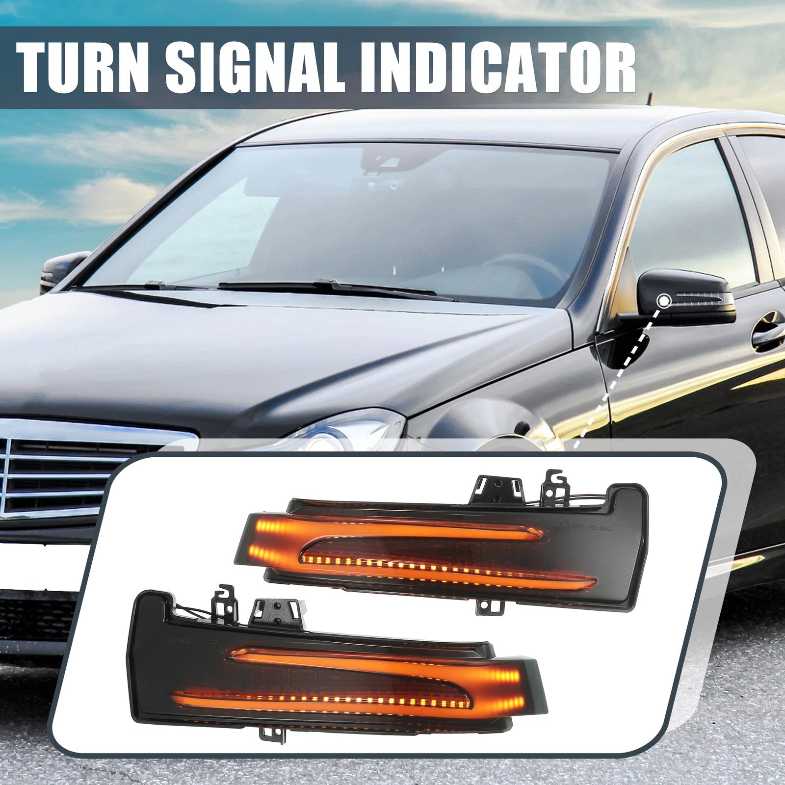 LED Wing Mirror Indicator Turn Signal Light Pair for Mercedes A Class (2013–2018)