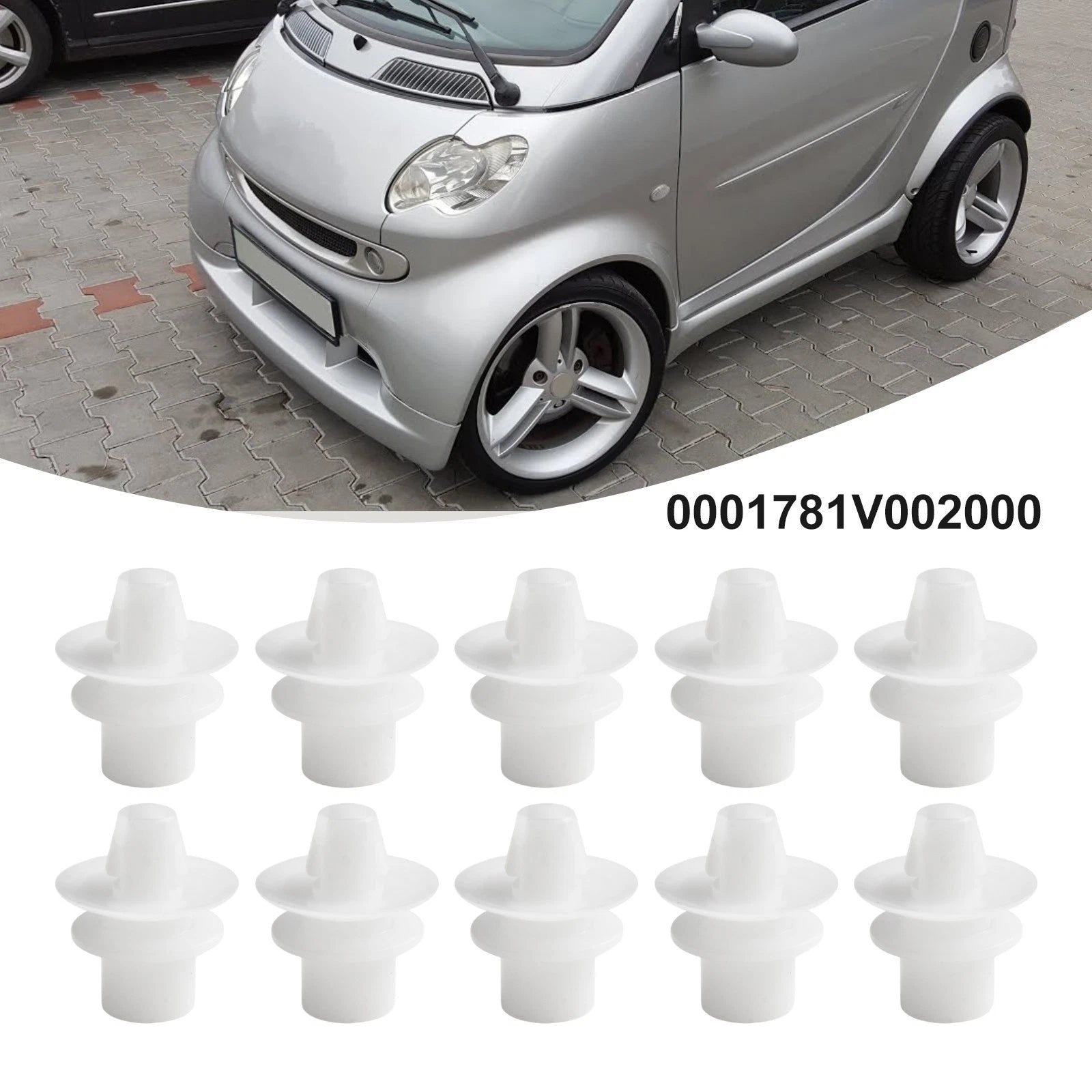 10pcs Mudguard Clips for Smart Fortwo Cabrio Coupe (2000–2007)