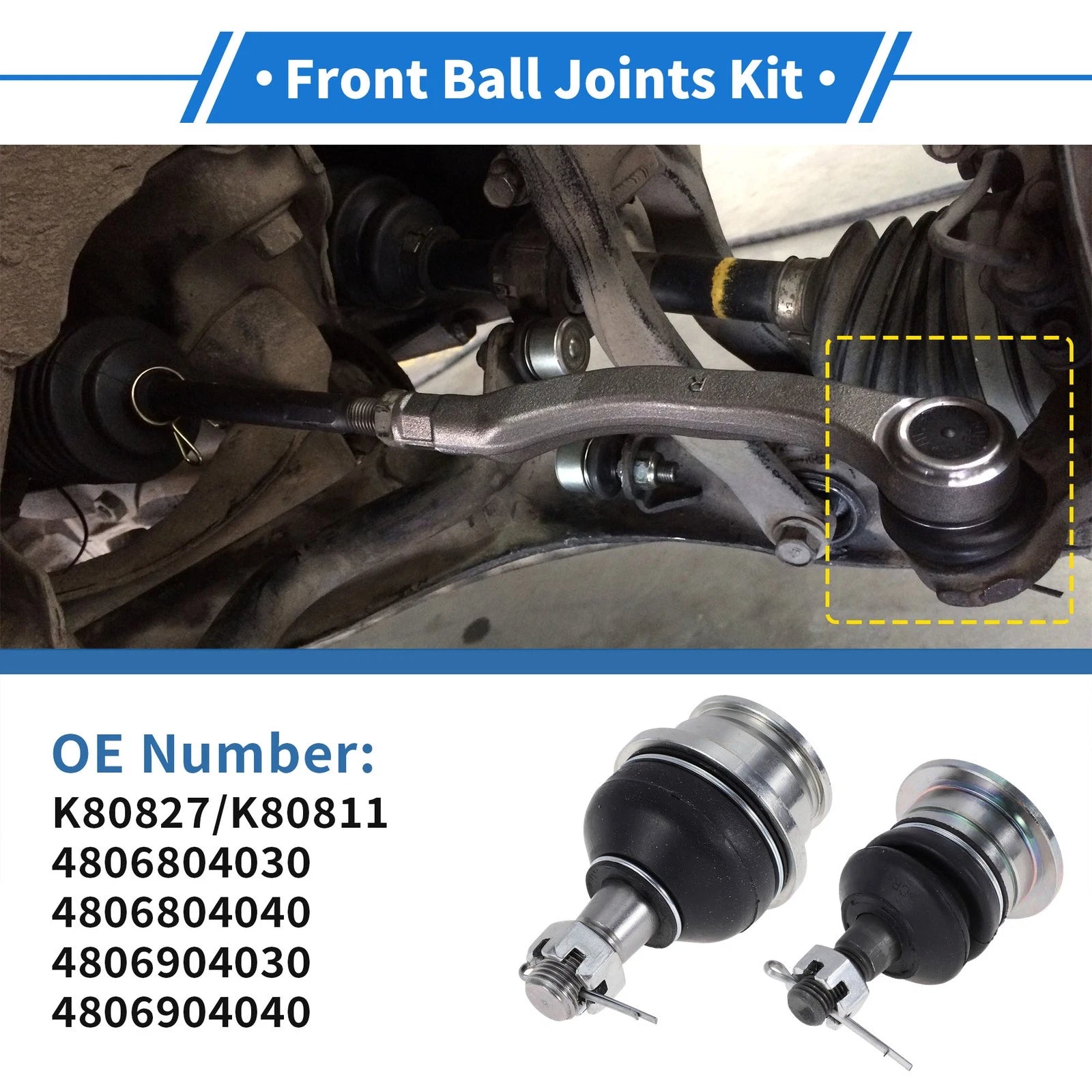 4 Pcs Front Upper and Lower Ball Joints Replacement for Toyota Tacoma (2005–2021)