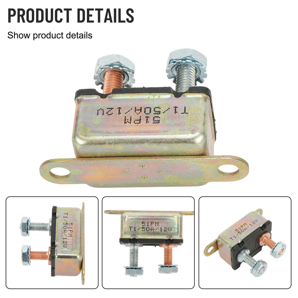 Circuit Breaker for Auto (1.248"x0.693"x0.8", Copper Stud Bolt)