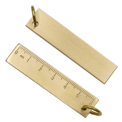 2pcs 60mm Brass Measuring Ruler Small Engraved Scales Keychain Pendant