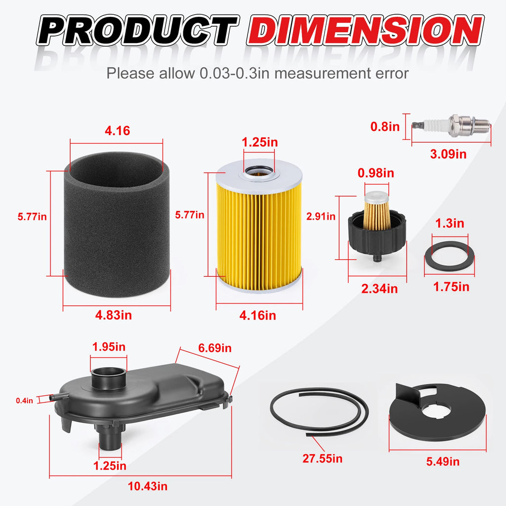 Air Filter, Cover Cap, Fuel Filter w/Seal for Yamaha Golf Cart G2-G11