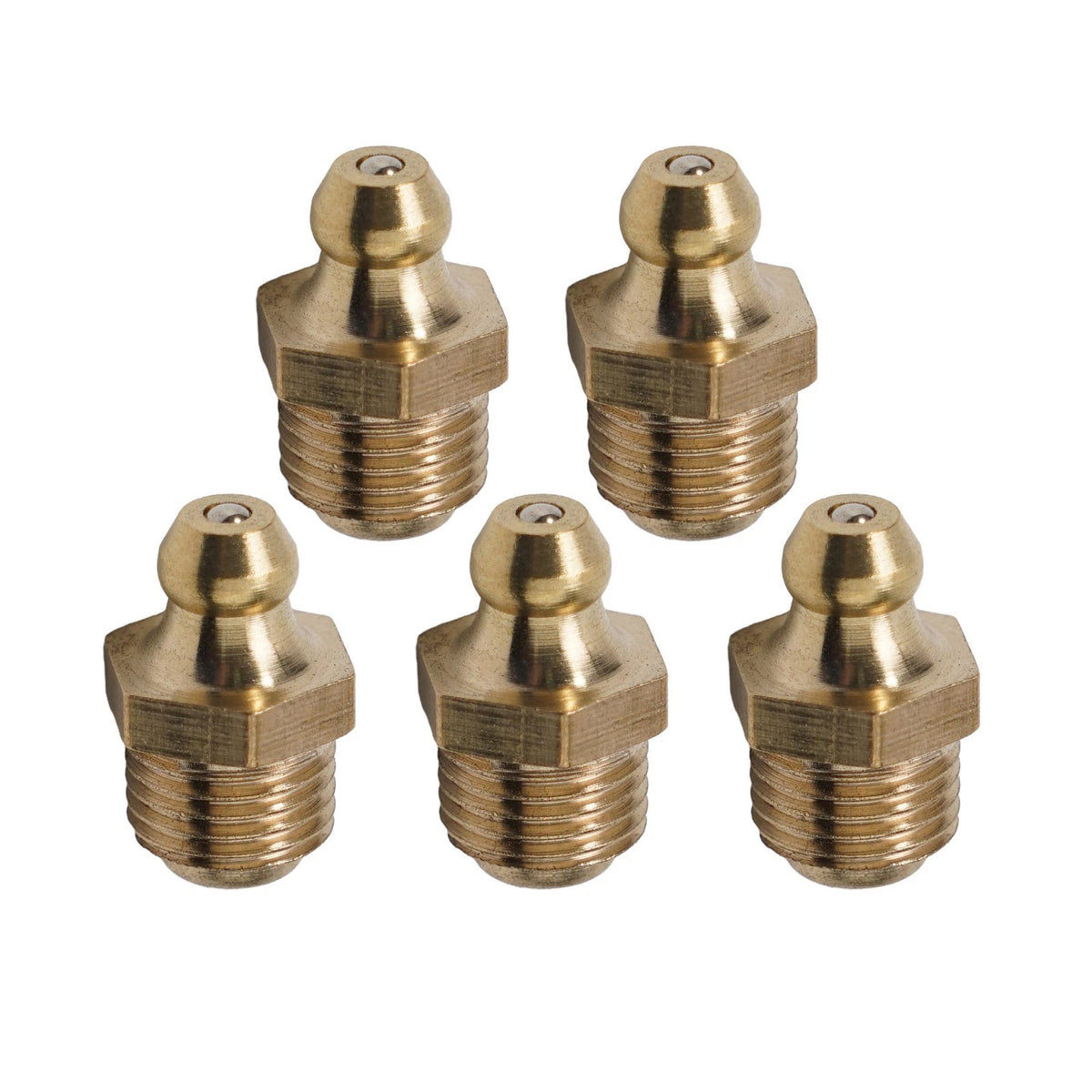 Set of 5 Brass Grease Fitting Accessories for M10 x 1mm Thread