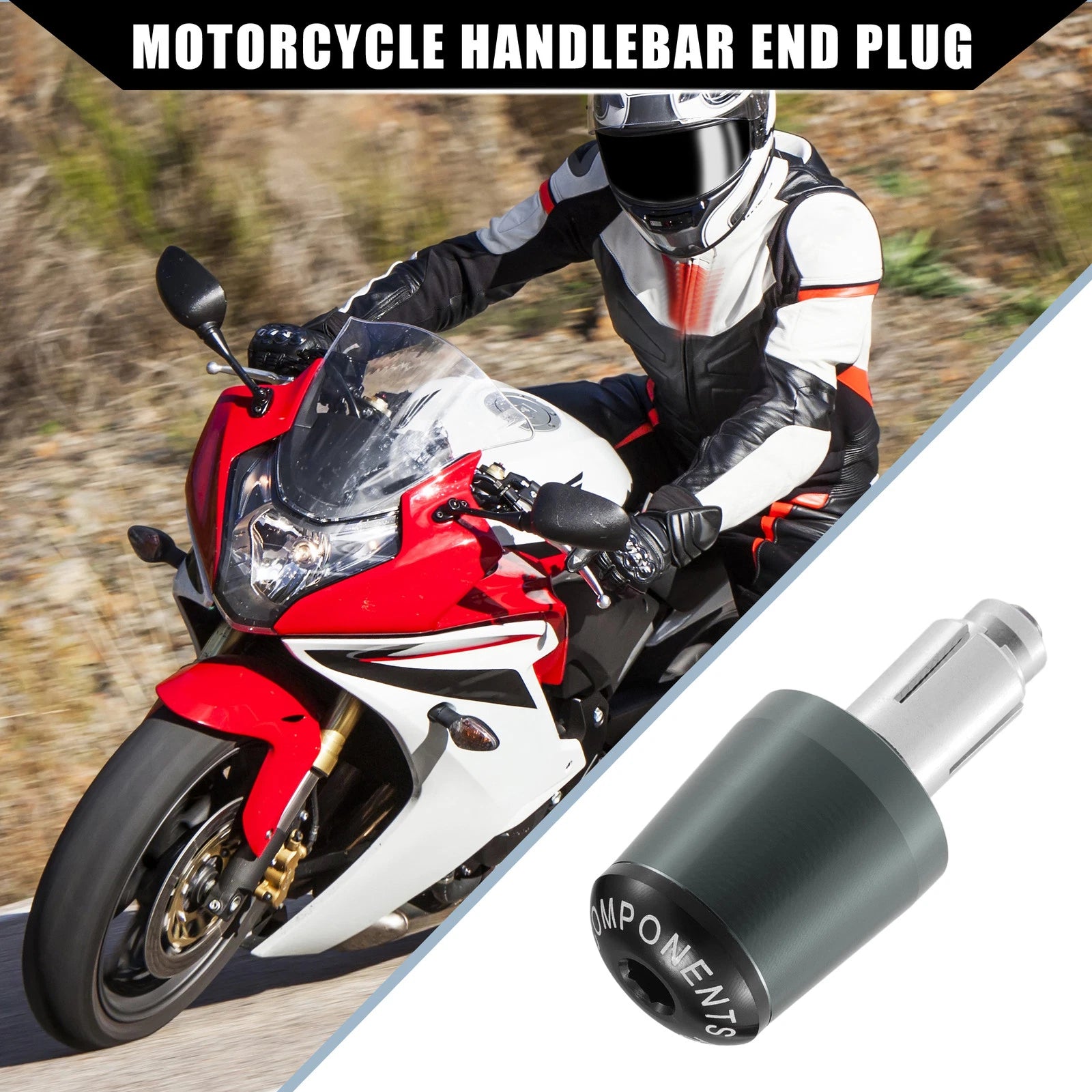 2 Pcs Handlebar End Plug Grips 7/8" for Honda Titanium Tone