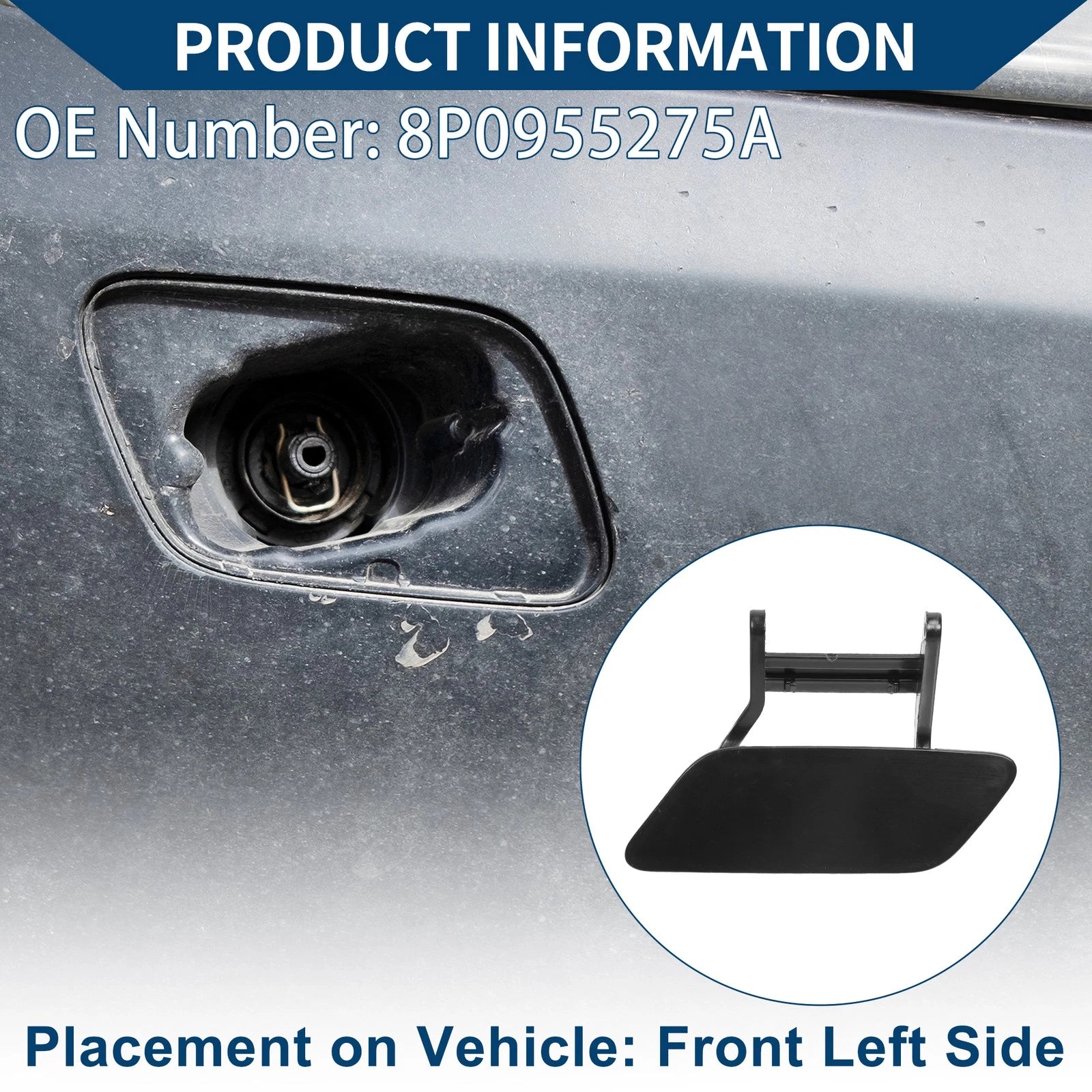 Front Left Washer Nozzle Cover Cap for Audi A3 2008–2014 Unpainted