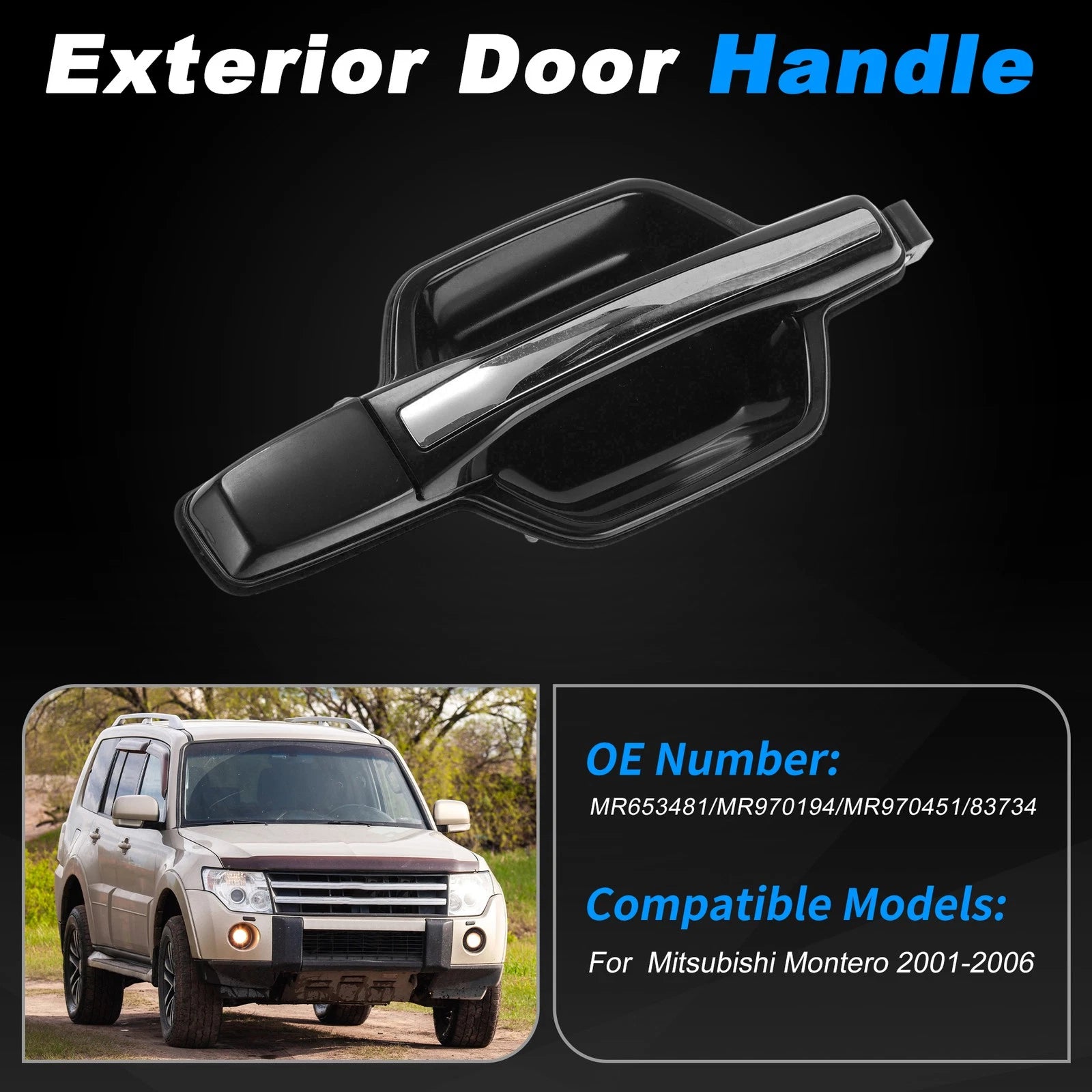 Rear Right Exterior Door Handle Replacement for Mitsubishi Montero (2001–2006)