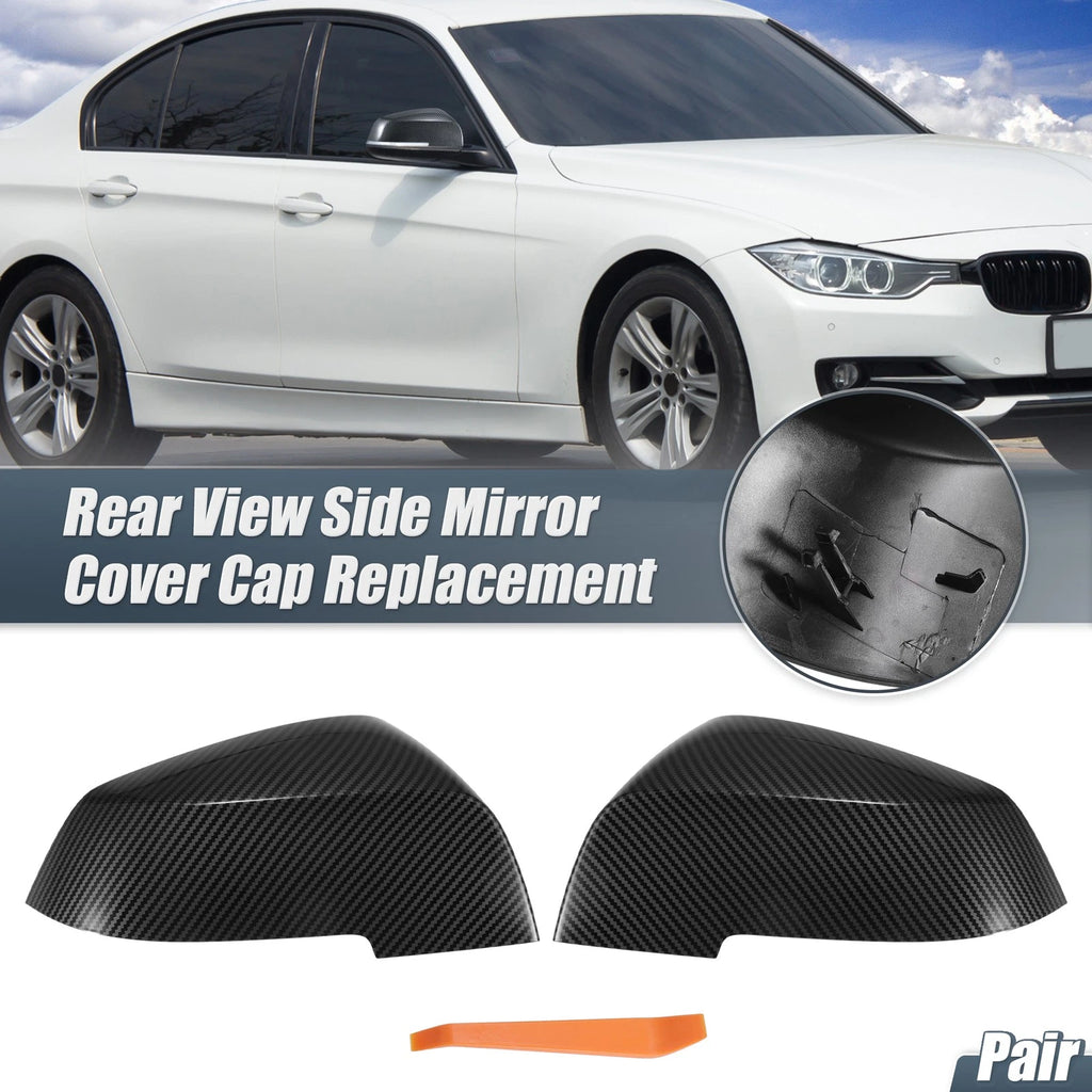 Pair Rearview Mirror Cover Caps Carbon Fiber Pattern for BMW 220i (2014–2021)