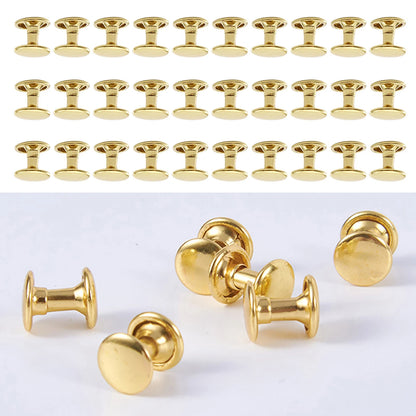 50Pack Metal Double Cap Round Rivets for Leather Belts and Bags