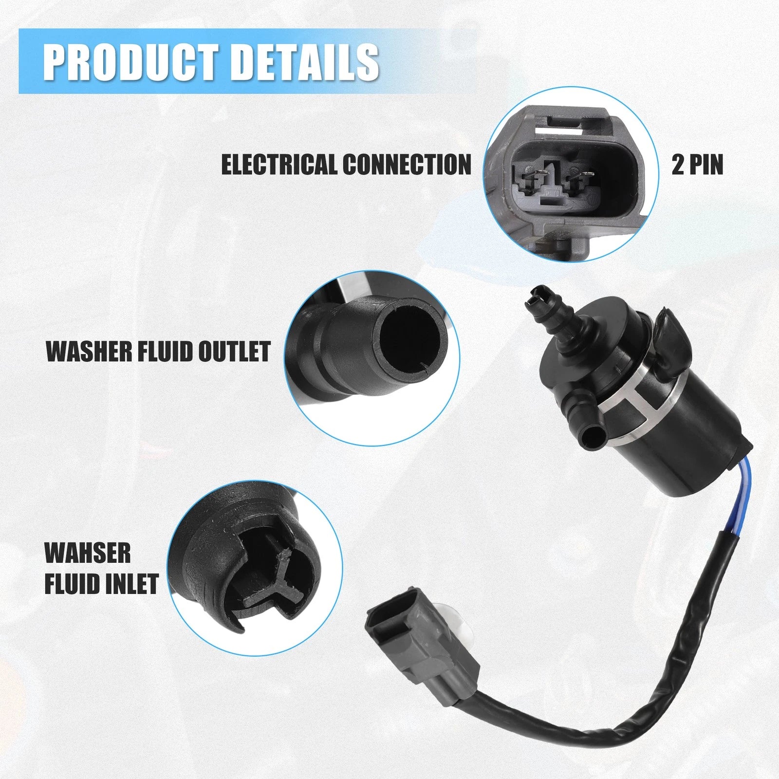 Windshield Washer Pump Motor Replacement for Mitsubishi Pajero (2008–2015)