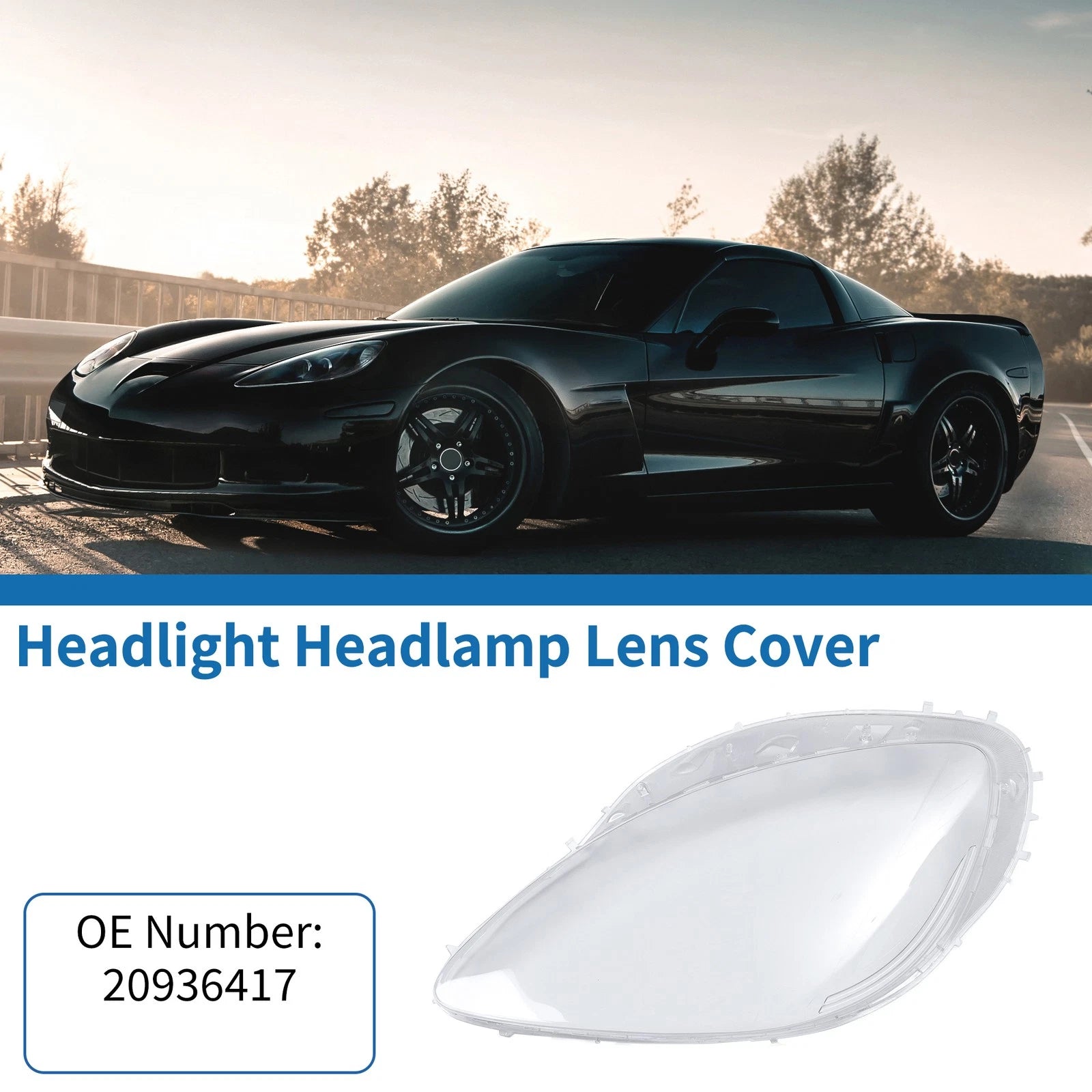 Headlight Lens Cover Front Left Replacement for Chevy Corvette C6 (2005–2013)