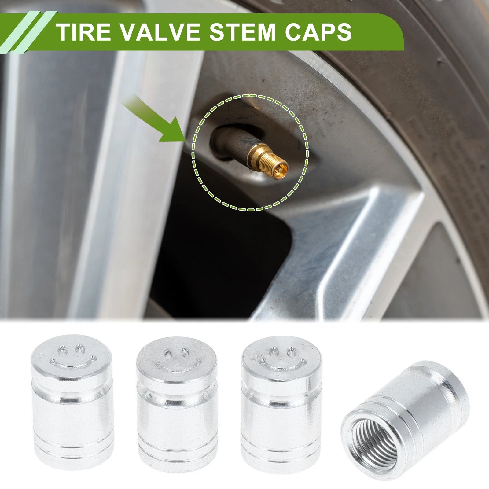 Tire Valve Stem Caps Replacement for Bicycle Tyre Dust Covers (4 Pack)