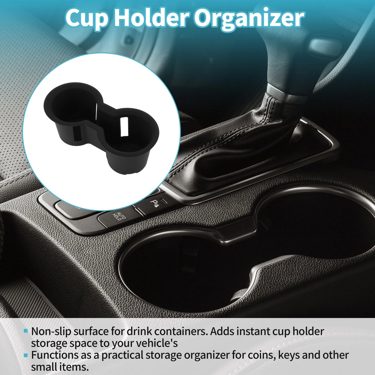 Center Console Cup Holder Organizer for Toyota Highlander (2020–2024) Black