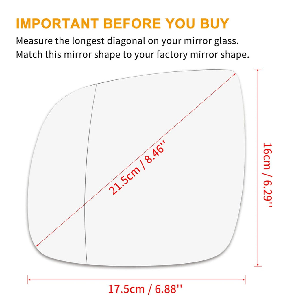 Left Side Door Mirror Glass Aspheric Heated for VW Touareg (2007–2010)