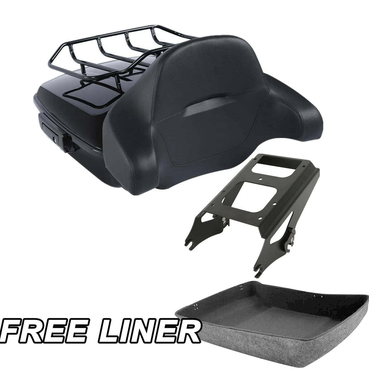 Chopped Trunk Backrest Mount Rack for Harley Touring (2009–2013) Black