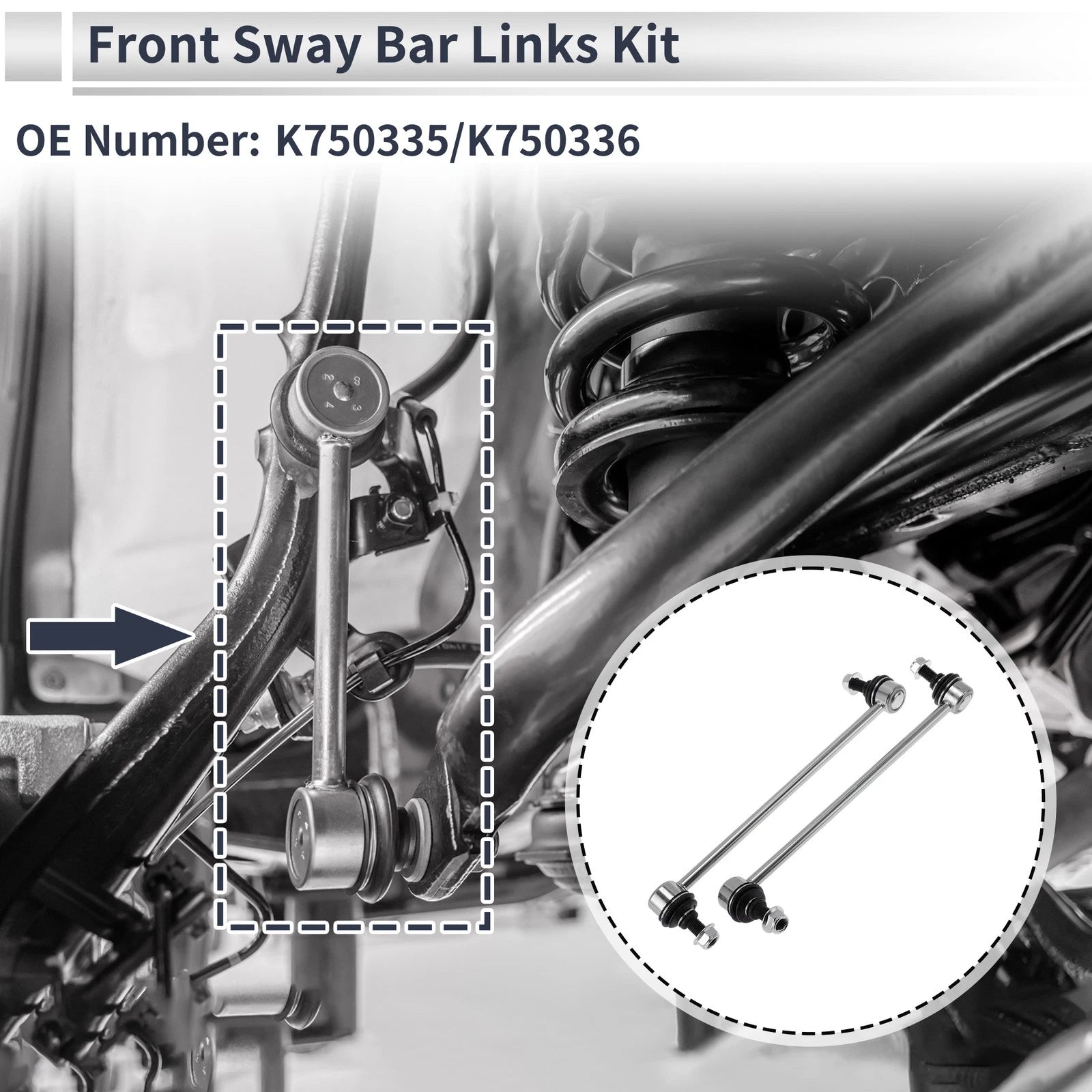 Front Stabilizer Bar Links Replacement No Bushing for Mercedes-Benz C230 (2008–2015)