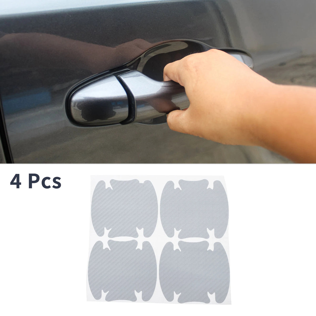 Set of 4 Door Handle Cup Covers for Universal Fit (90x100mm, Carbon Fiber)