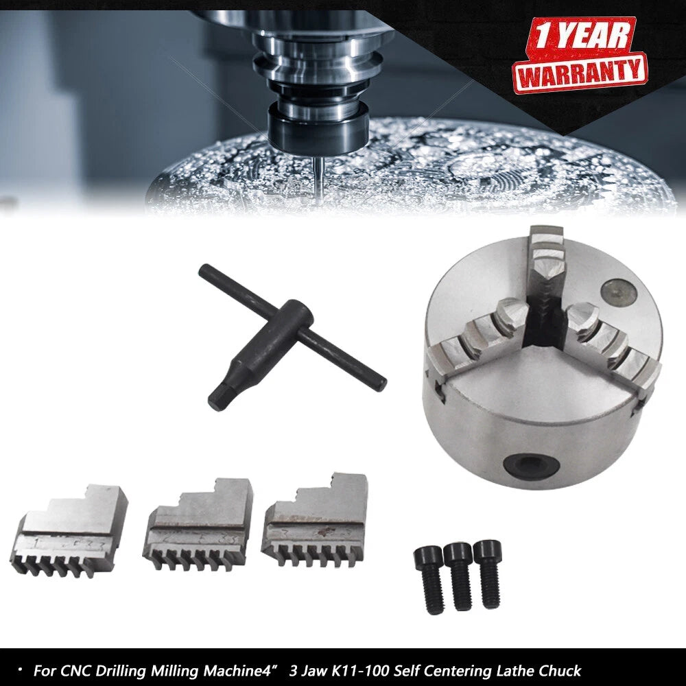 3 Jaw K11-100 Self Centering Lathe Chuck for CNC Drilling Milling Machine (4")