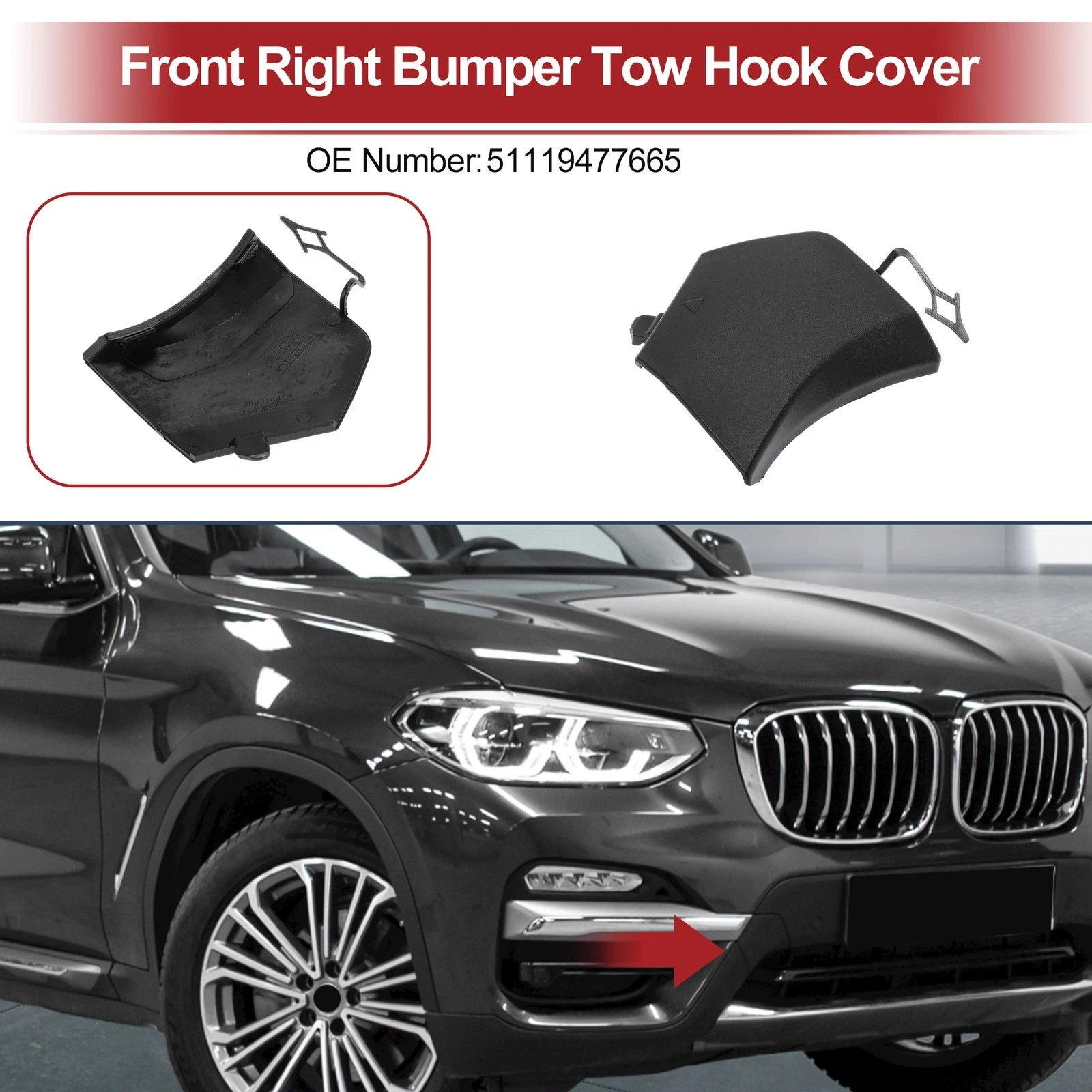 Tow Hook Cover Cap for BMW X3 G01 G08 Replacement (2011–2024)