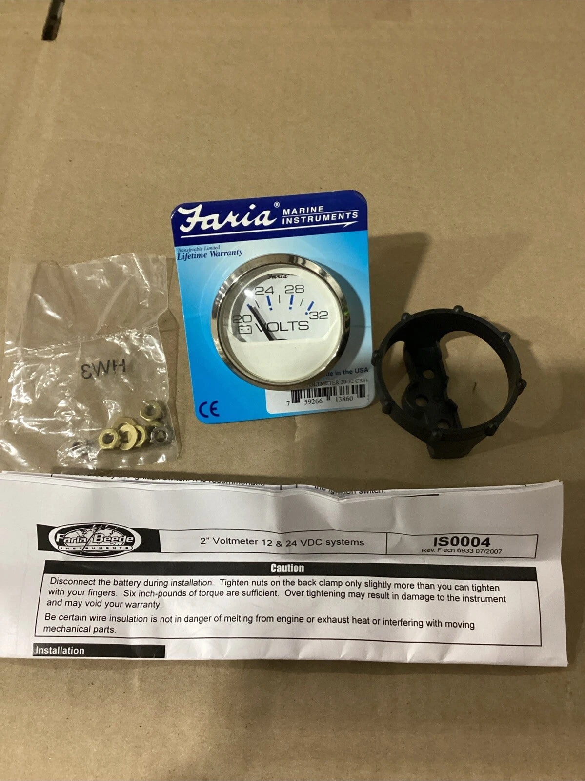 Faria 13860 2" Voltmeter for Chesapeake (20-32 VDC) White/SS Bezel