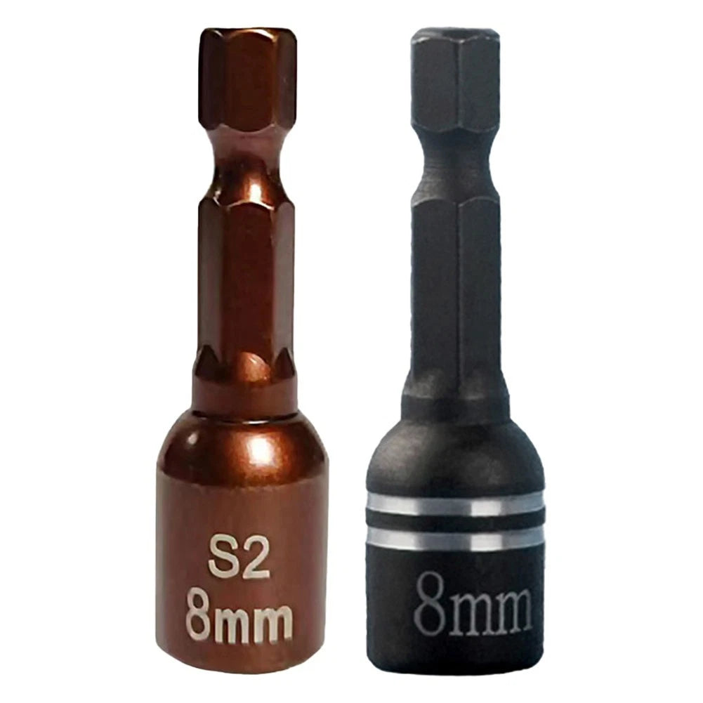 2pcs Magnetic 8mm Sleeve Wrench Adapter Socket for Drill Drivers