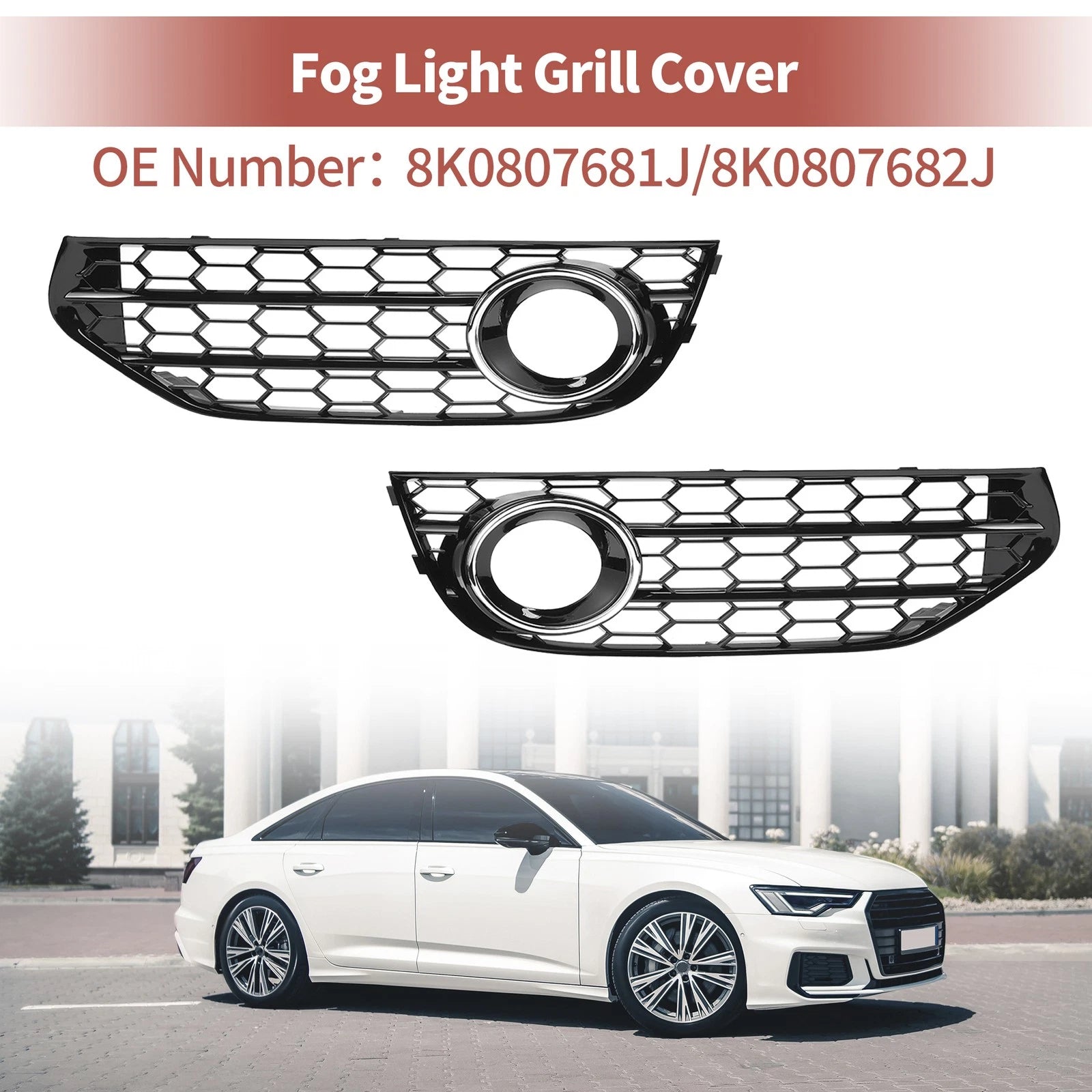 Front Fog Light Grille Pair for Audi Allroad (2013–2016) Replacement