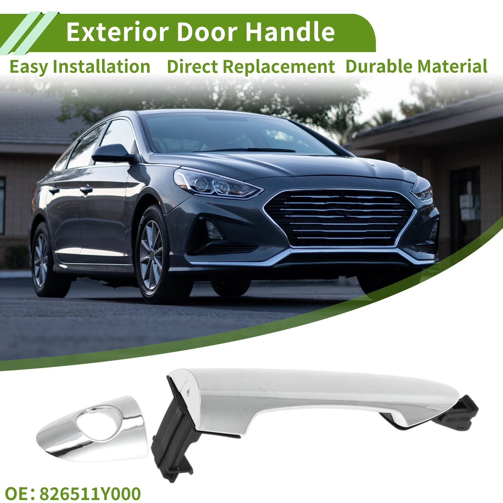 Exterior Door Handle Front Left for Hyundai Kia Silver Tone (2010–2020)