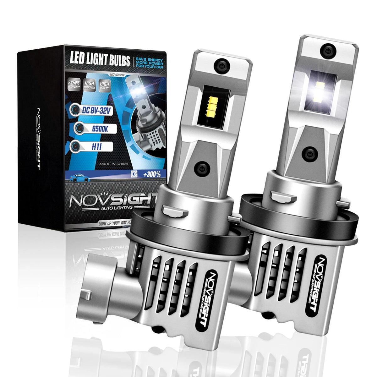 NOVSIGHT LED Headlight Bulbs for High Low Beam (9V-32V) 6500K 12000LM 55W