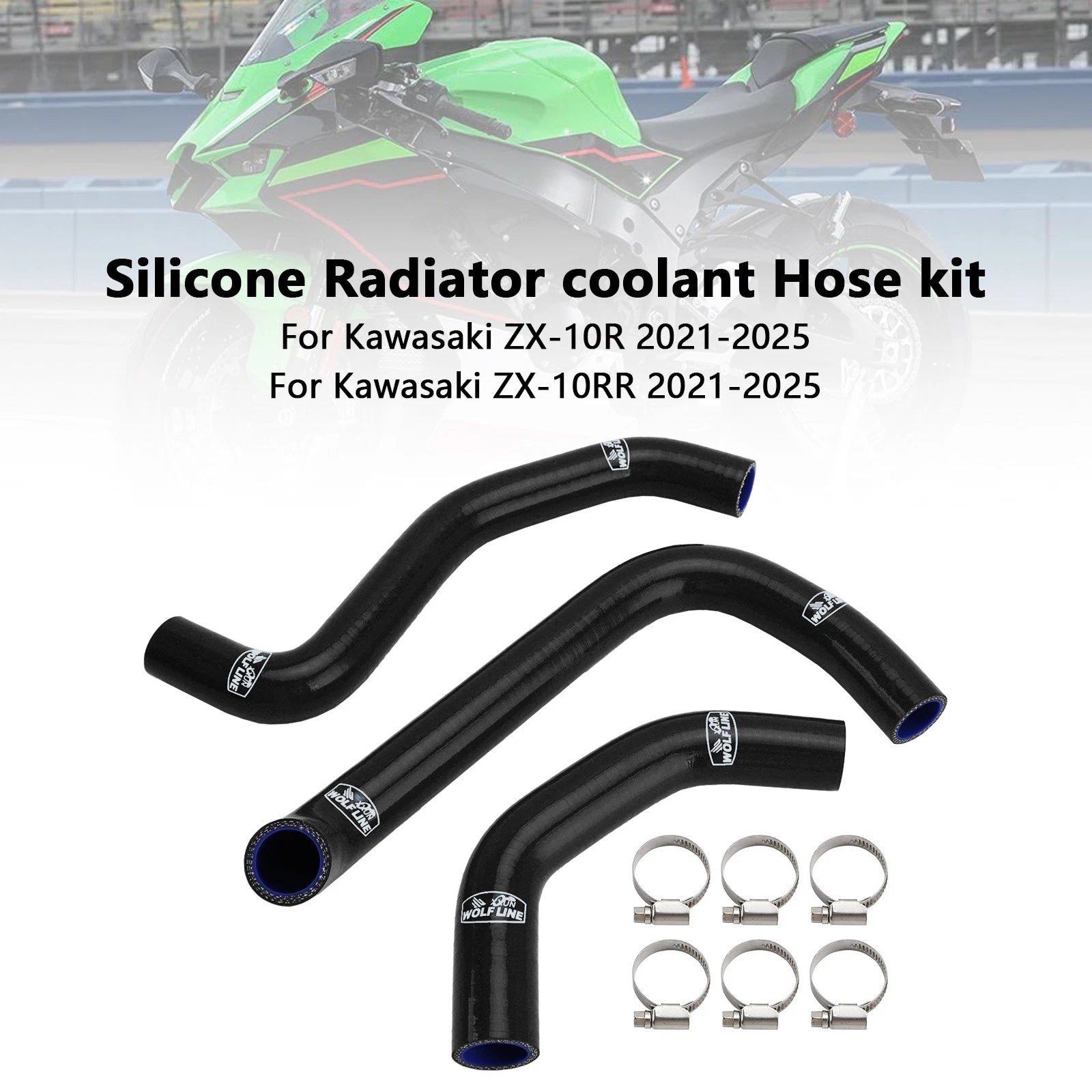 Silicone Radiator Coolant Hose for Kawasaki ZX10R ZX-10RR (2021–2025)