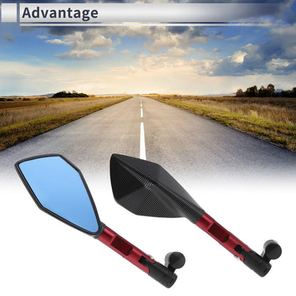 Set of 2 Rear View Mirrors for Motorcycle (M8/M10) - Black Red Aluminum