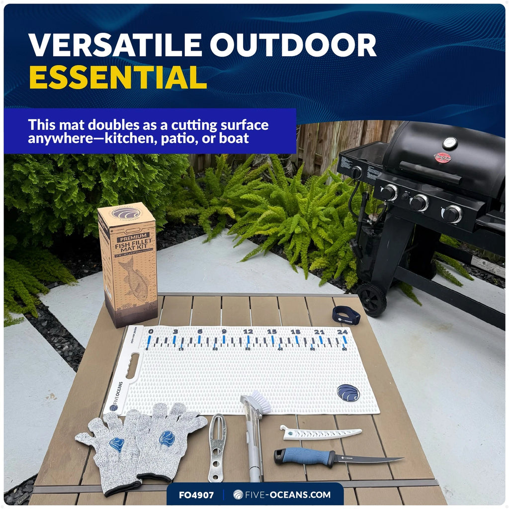 Fish Fillet Mat Kit with Knife & Gloves 28" x 14"