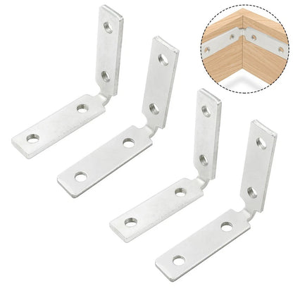 Set of 4 Corner Brackets 47x47x12mm Brushed Finish Silver Tone