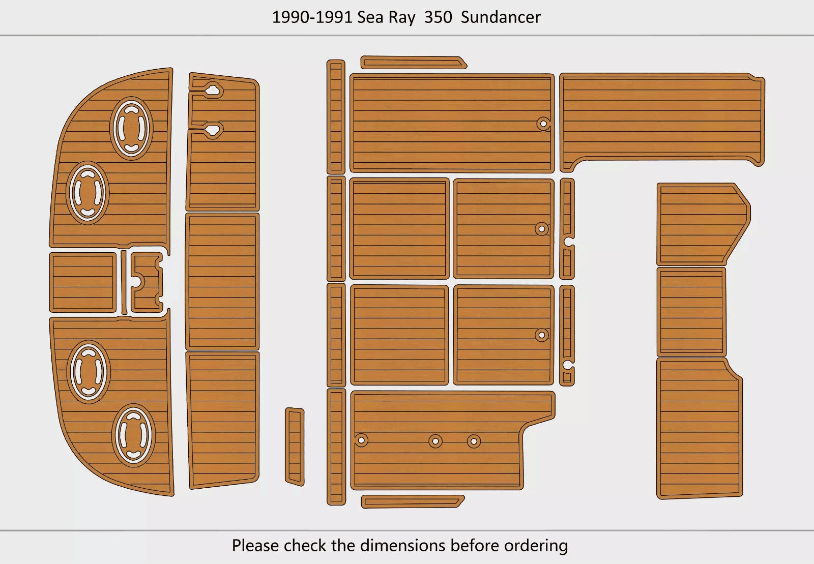 EVA Foam Teak Deck Pads for Sea Ray Sundancer 350 (1991)